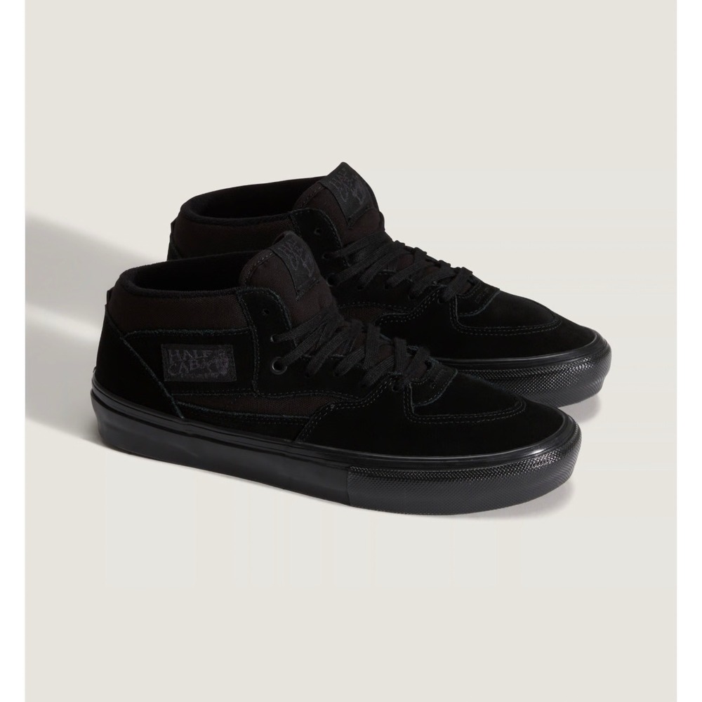 Vans Skate Half Cab Men 13 Blackout Suede Canvas Mid Top Sneakers Skateboarding